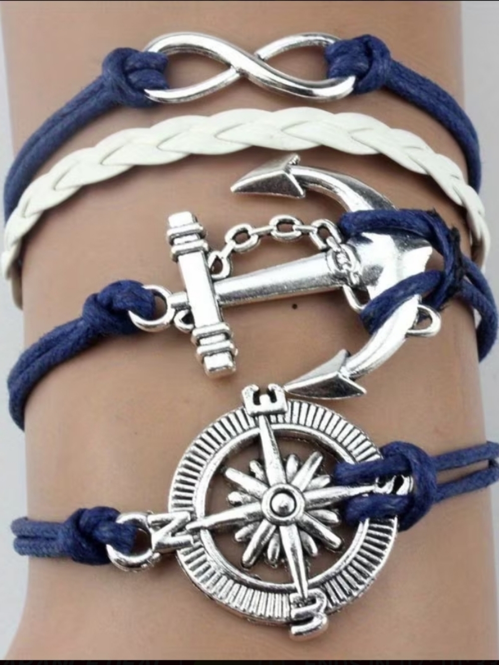 Nautical Charm Bracelet Set - Navy and White - Picture 3 of 7